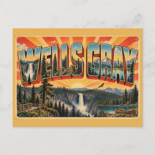 Wells Grey BC Waterfall Ancient Forest Art Postcard