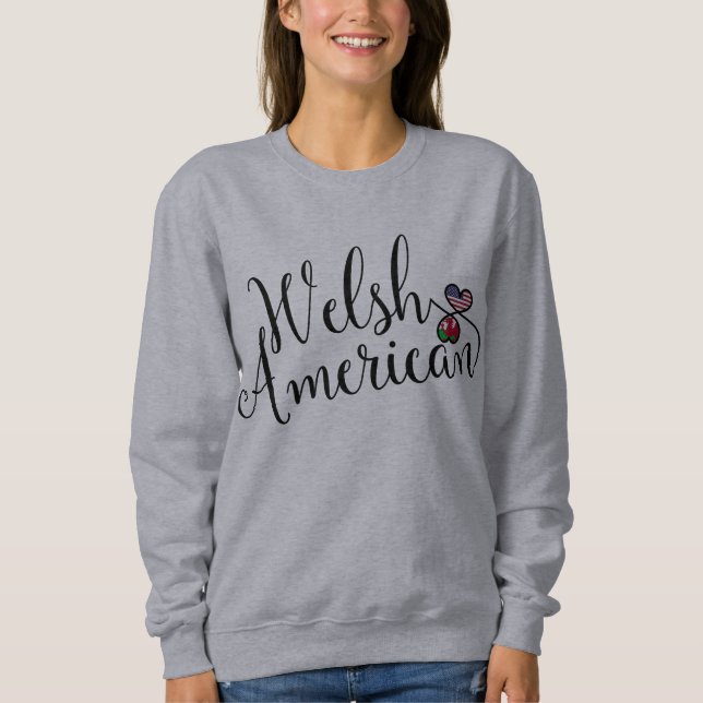 Welsh American Entwinted Hearts Sweatshirt (Front)