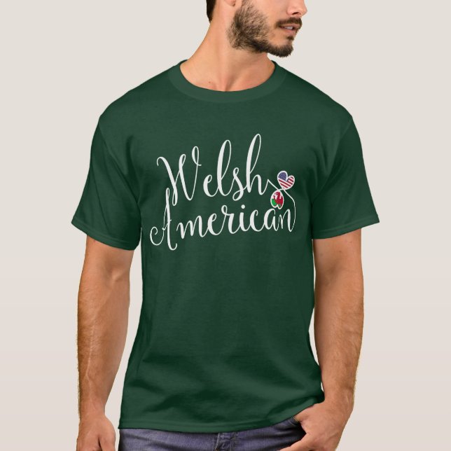 Welsh American Entwinted Hearts Tshirt (Front)