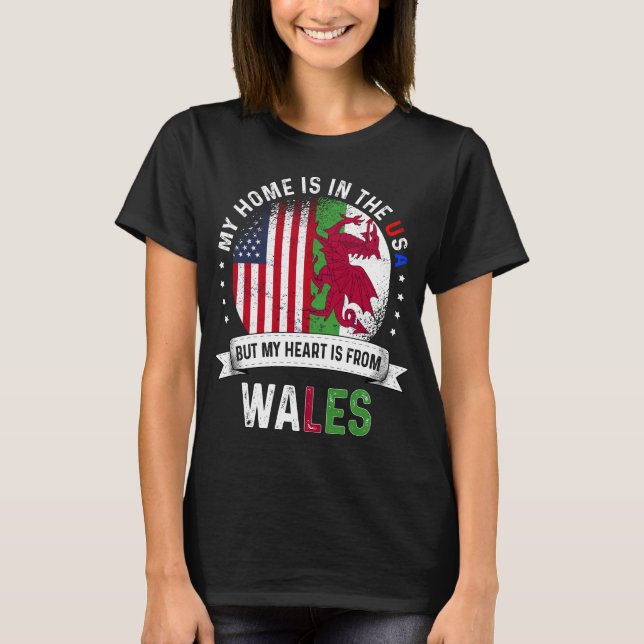 Welsh American Flag Welsh Roots USA Citizen T-Shirt (Front)