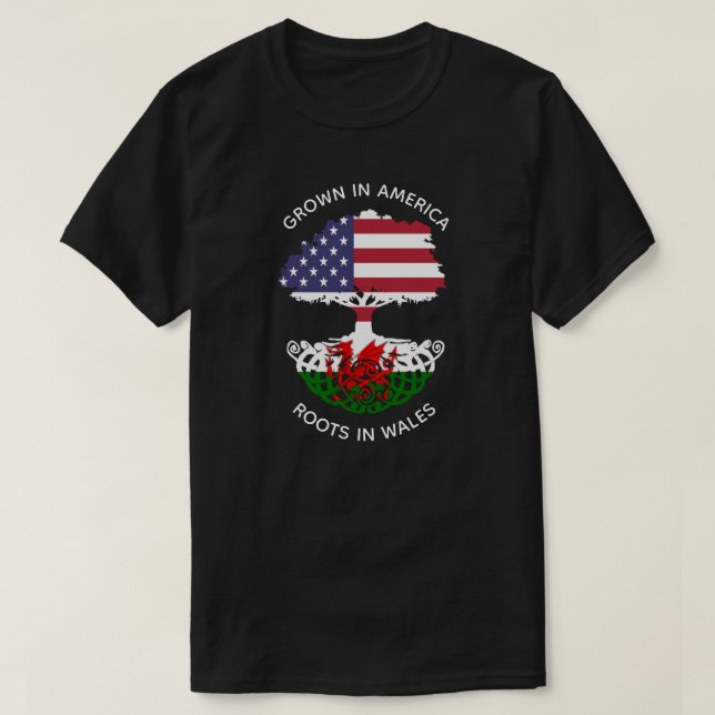 Welsh-American Roots In Wales Celtic Tree T-Shirt (Design Front)