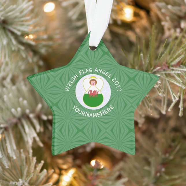 Welsh Angel Christmas Flag Personalised  Ornament (Tree)