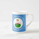 Welsh Angel Hanukkah Flag  Bone China Mug<br><div class="desc">Design features an angel, wearing the flag of Wales, flying in a white circle of squiggly squares. The background shows blue squiggly squares for Hanukkah celebrations. Above the angel are the words WELSH HANUKKAH ANGEL and a space for the year. Below, add a name to personalise or to create a...</div>
