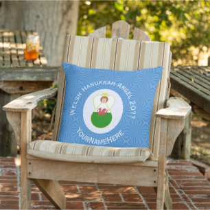 Welsh Angel Hanukkah Flag Personalised Cushion