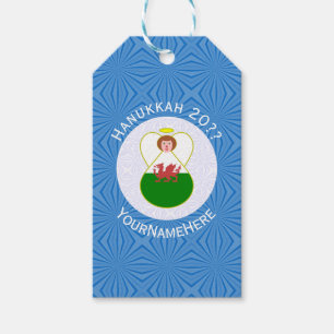 Welsh Angel Hanukkah Flag Personalised  Gift Tags