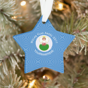 Welsh Angel Hanukkah Flag Personalised  Ornament