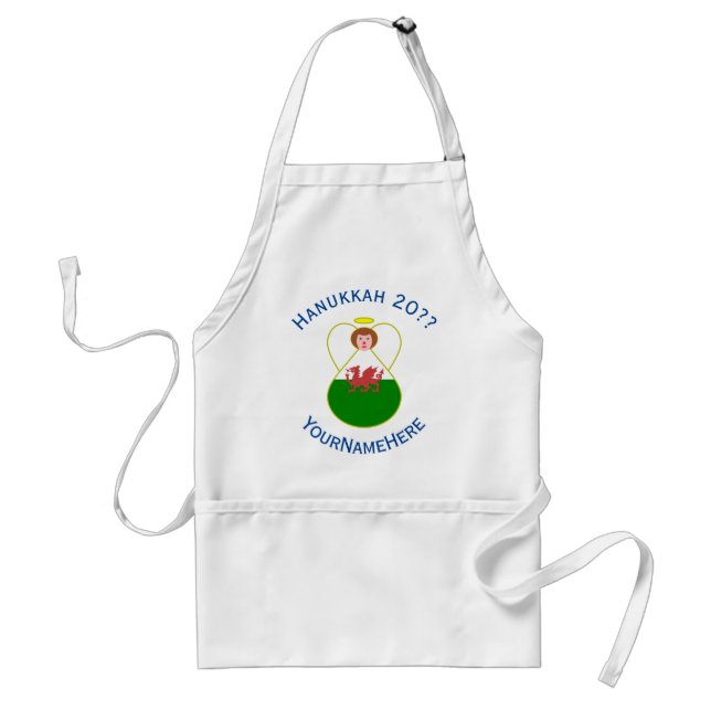 Welsh Angel Hanukkah Flag Personalised  Standard Apron (Front)