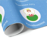 Welsh Angel Hanukkah Flag Personalised  Wrapping Paper<br><div class="desc">Design, on personalised gift wrapping paper, has an angel wearing the Flag of Wales. Above, the words, in white letters, read, HANUKKAH 20??. Below, a place for a name, yours, for a personalised look, or, your gift recipient's for a thoughtful gift wrap. The angel sits on a circle of white...</div>