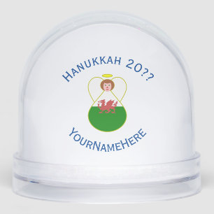 Welsh Angel Hanukkah Flag Personalized Snowglobe