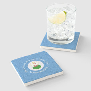 Welsh Angel Hanukkah Flag Stone Coaster