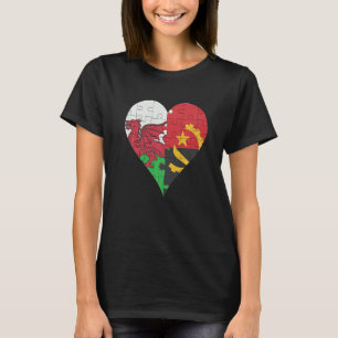 Welsh Angolan Flag Heart T-Shirt