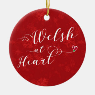 Welsh At Heart, Christmas Tree Ornament, Wales Ceramic Tree Decoration