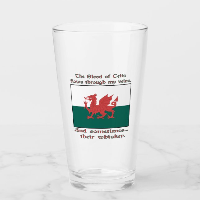 Welsh Blood of Celts Flows Veins Sometimes Whiskey Glass (Front)