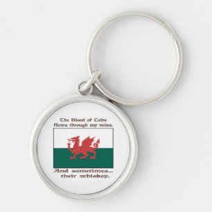 Welsh Blood of Celts Flows Veins Sometimes Whiskey Key Ring