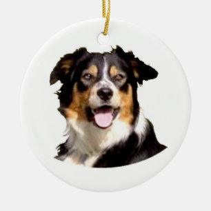 Welsh Border Collie Ceramic Tree Decoration