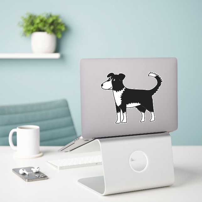 Welsh Border Collie Sheepdog (Laptop On Desk)