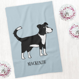 Welsh Border Collie Sheepdog Custom Name Tea Towel
