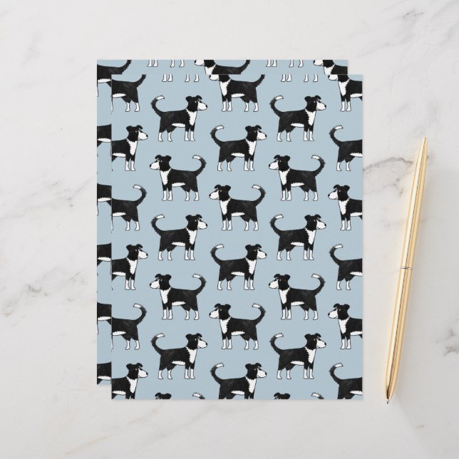 Welsh Border Collie Sheepdog Scrapbook Paper (Front/Back In Situ)