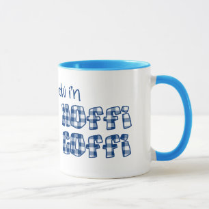 Welsh Coffee Mug: Hoffi Coffi, Blue Check Gingham Mug
