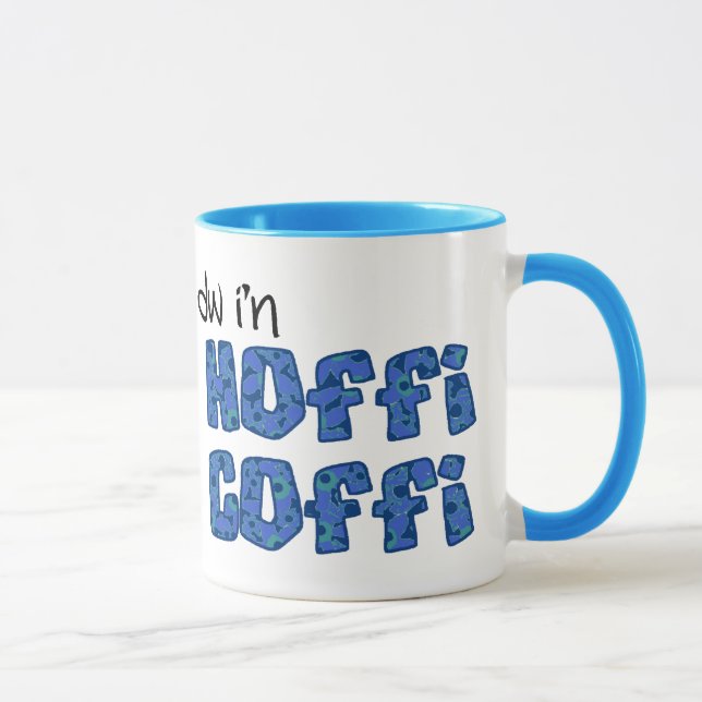 Welsh Coffee Mug: Hoffi Coffi, Dark Blue Floral Mug (Right)