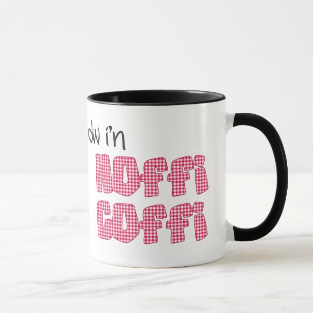 Welsh Coffee Mug: Hoffi Coffi, Red Check Gingham Mug (Right)