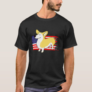 Welsh Corgi American Flag Dog Fourth Of July T-Shirt