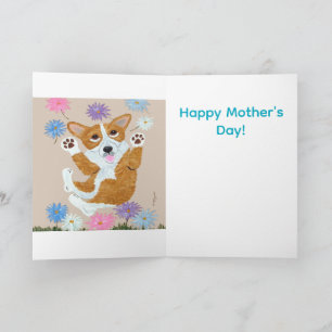  Welsh Corgi and Butterflies Happy Mother's Day Card