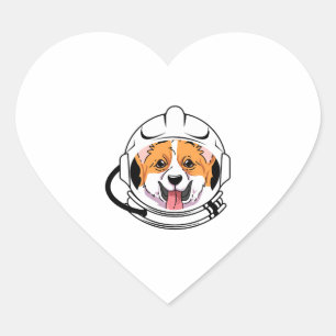 Welsh Corgi Astronaut Heart Sticker