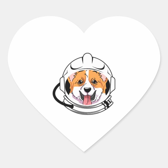 Welsh Corgi Astronaut Heart Sticker (Front)