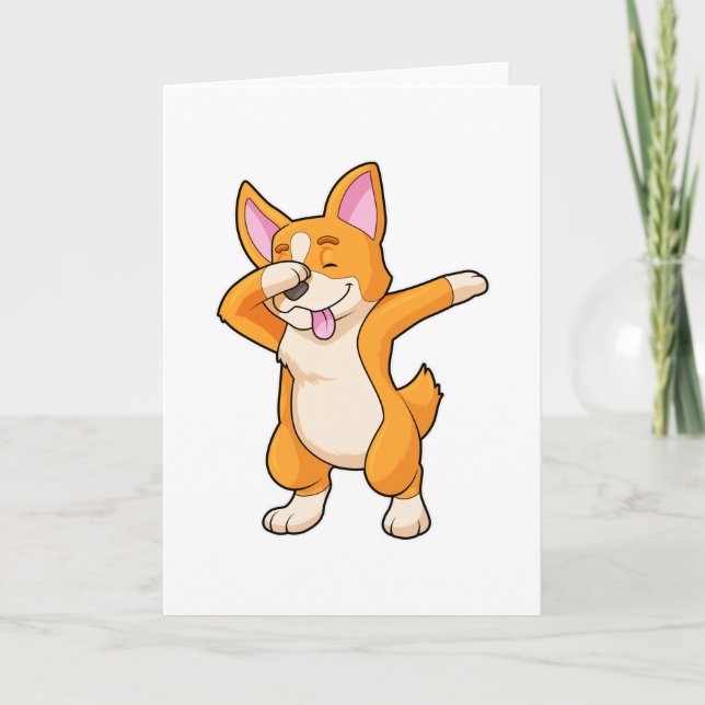 Welsh Corgi at Hip Hop Dance Dab Card (Front)