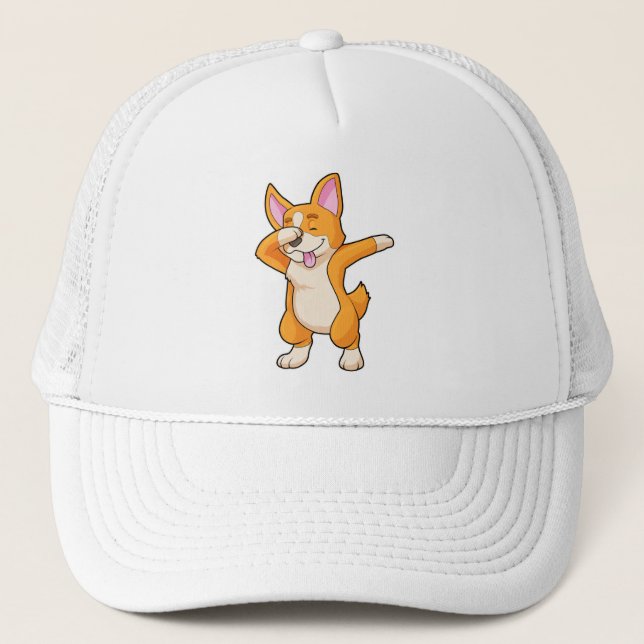 Welsh Corgi at Hip Hop Dance Dab Trucker Hat (Front)