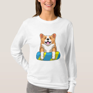 Welsh Corgi at Swimming with Swimming board T-Shirt