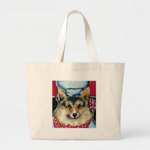 Welsh Corgi Cardigan Large Tote Bag