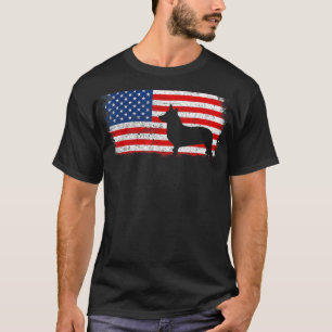 Welsh Corgi Cardigan Patriotic American Flag Vinta T-Shirt