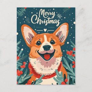 Welsh Corgi Christmas Postcard