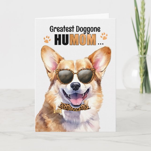 Welsh Corgi Dog Greatest HuMOM Mother's Day Holiday Card (Front)