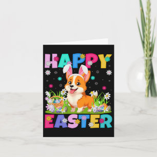 Welsh Corgi Dog Happy Easter Egg Hunt Bunny Ear Ea Card