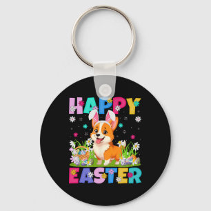 Welsh Corgi Dog Happy Easter Egg Hunt Bunny Ear Ea Key Ring
