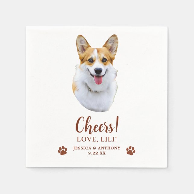 Welsh Corgi Dog Personalised Cheers Napkin (Front)