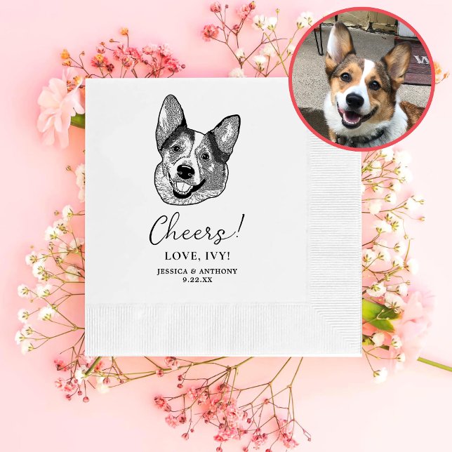 Welsh Corgi Dog Personalised Cheers Napkins (Creator Uploaded)