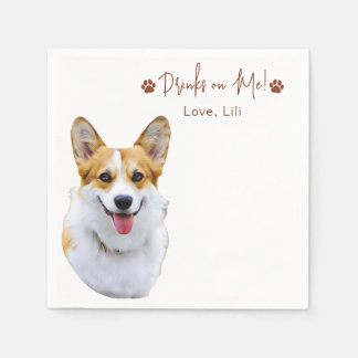 Welsh Corgi Dog Personalised Drinks On Me Napkin