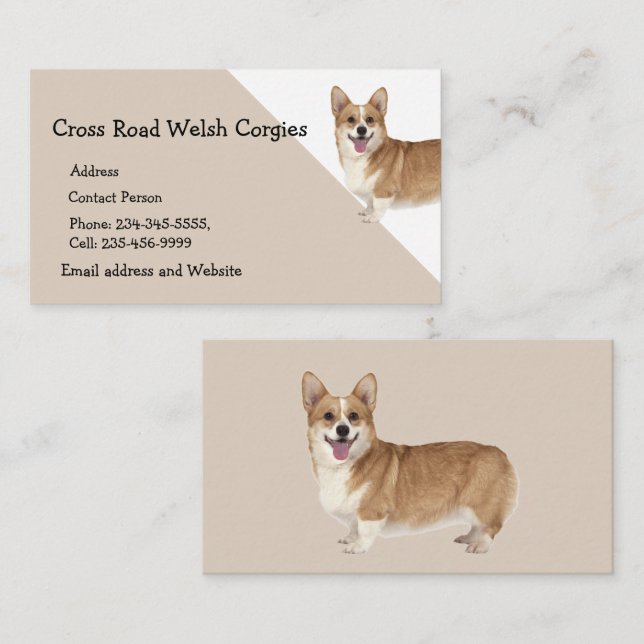 Welsh Corgi Dog Pet Animal Logo   Business Card (Front/Back)