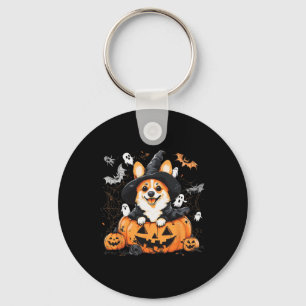 Welsh Corgi Dog Pumpkin Halloween Thanksgiving Key Ring