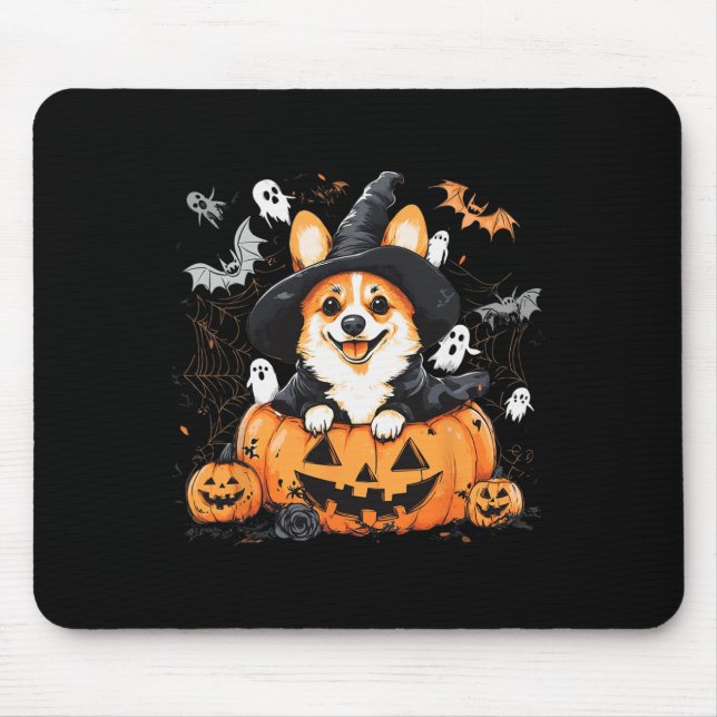 Welsh Corgi Dog Pumpkin Halloween Thanksgiving  Mouse Pad (Front)