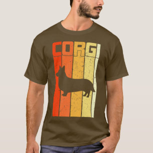 Welsh Corgi Dog Retro Vintage Style Stripes T-Shirt