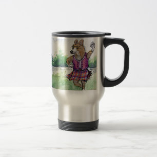 Welsh Corgi dog Scottish dancing Travel Mug