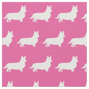 Welsh Corgi Dog Silhouette Pet Pembroke Pink Fabric