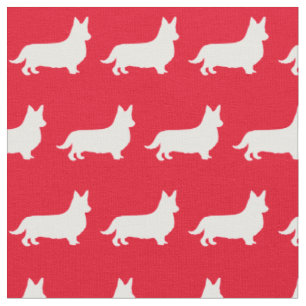 Welsh Corgi Dog Silhouette Pet Pembroke Red Fabric