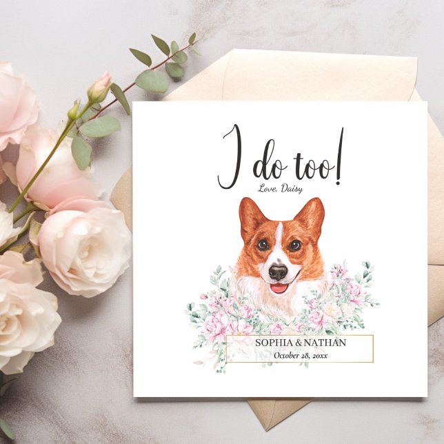 Welsh Corgi Dog Wedding Cocktail Napkins (Creator Uploaded)