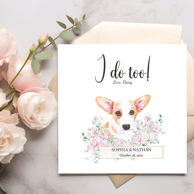Welsh Corgi Dog Wedding Cocktail Napkins (Creator Uploaded)